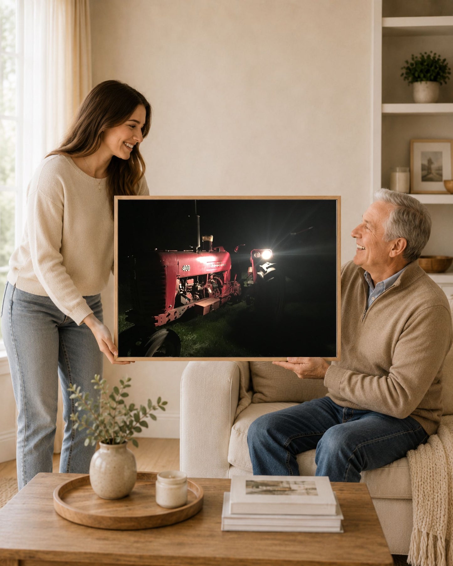 Old Iron After Dark – Vintage International Tractor Canvas Wall Art
