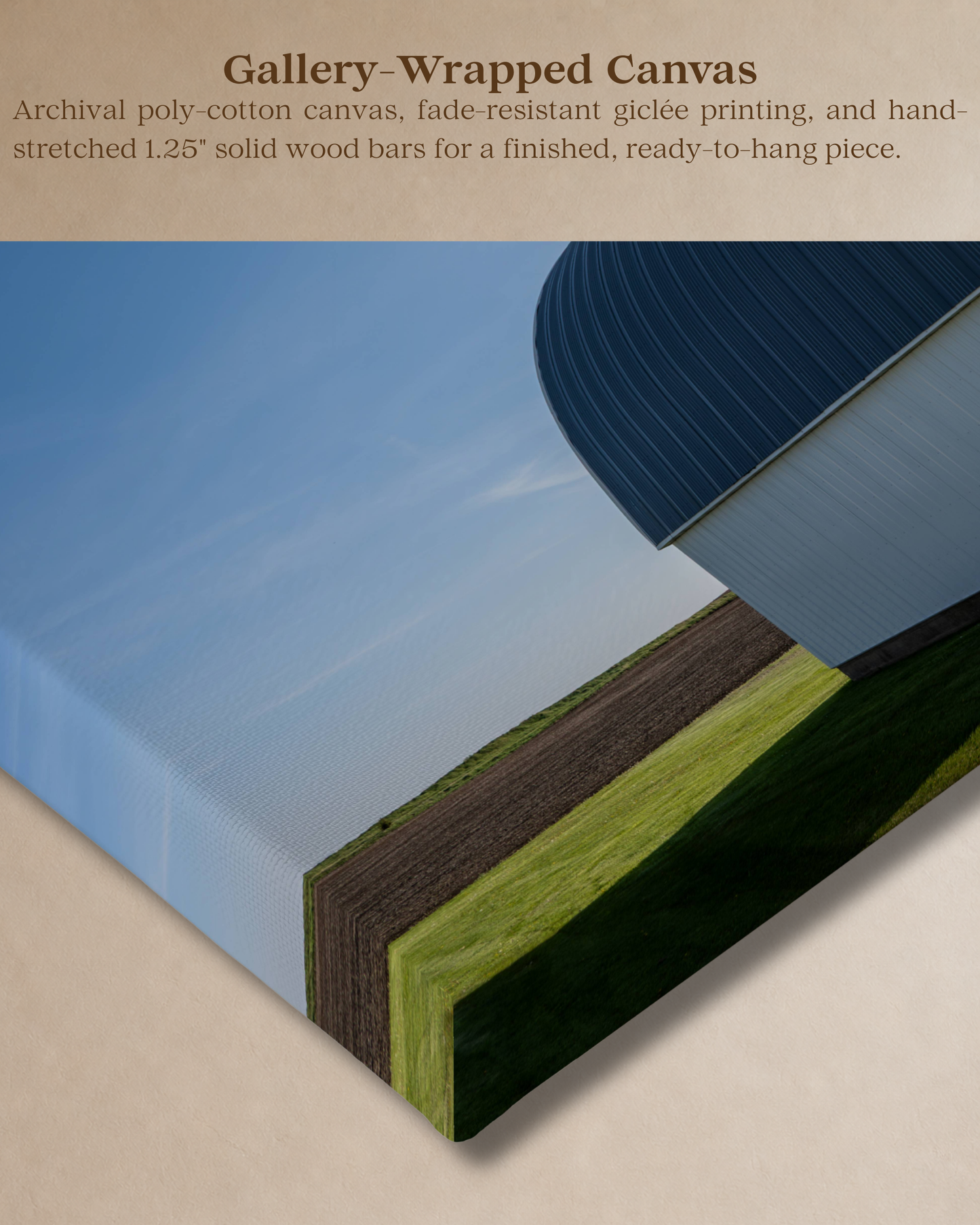 The Quiet Curve of the White Corn Crib – Rural Farm Canvas Wall Art