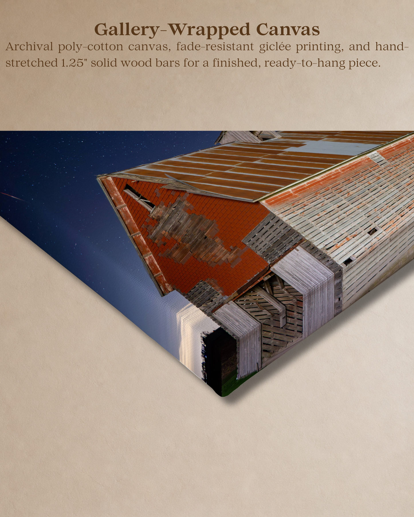 Under the Stars at the Old Corn Crib – Rural Night Canvas Wall Art
