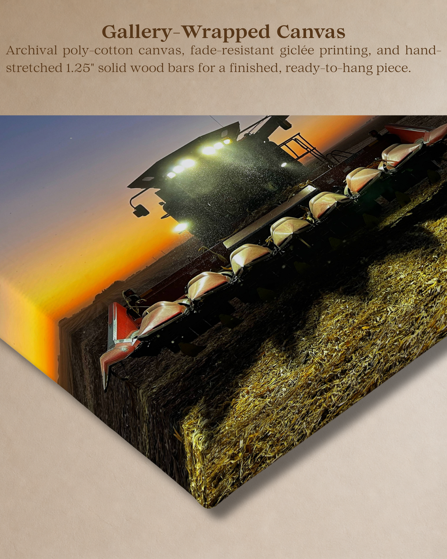 The Night Shift Begins – Corn Harvest Canvas Wall Art