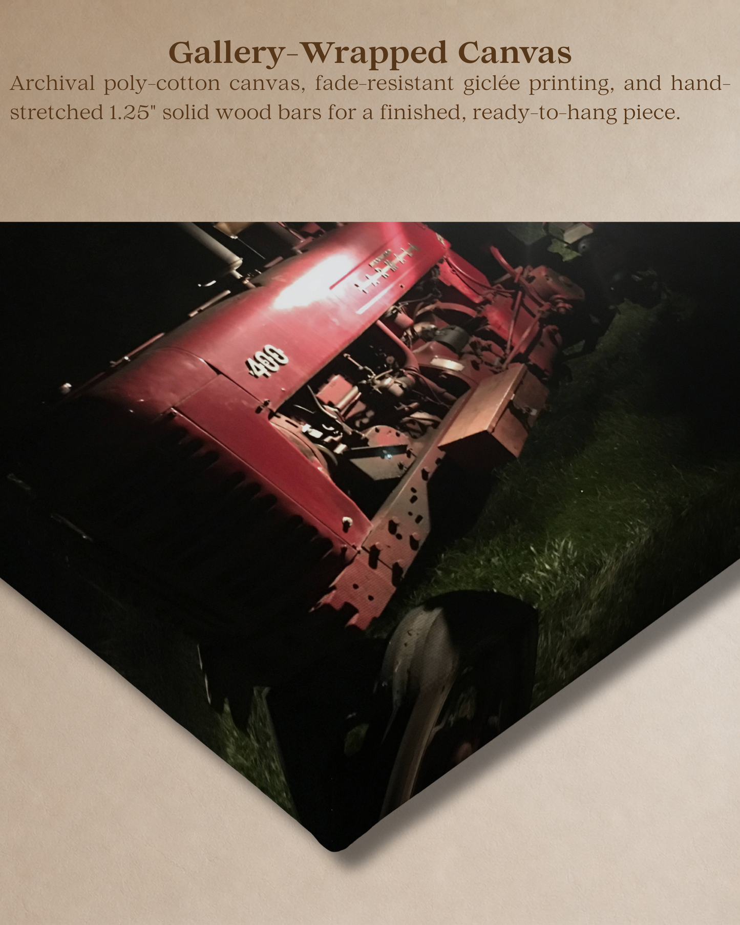 Old Iron After Dark – Vintage International Tractor Canvas Wall Art