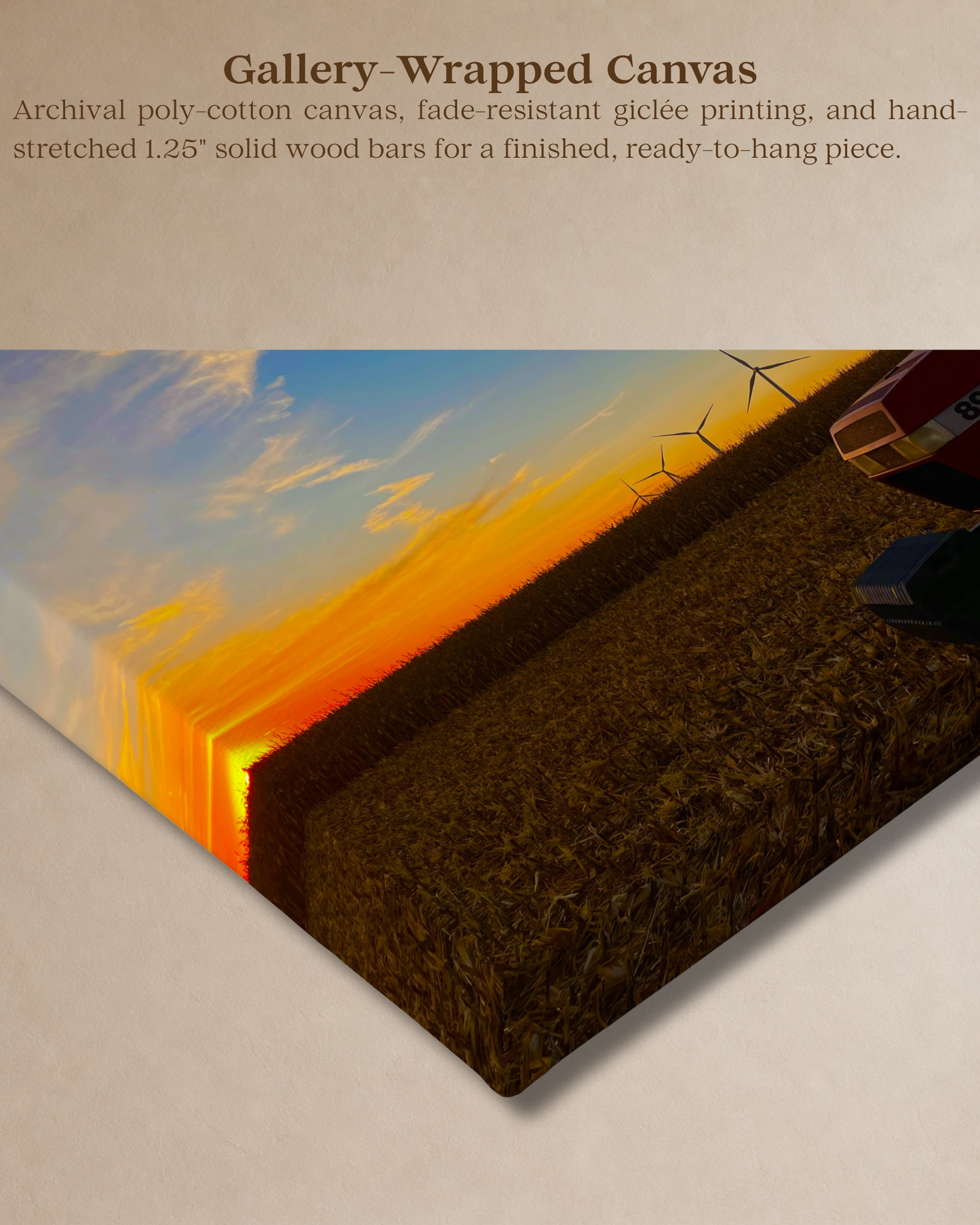 Waiting at the Edge of Sunset – Harvest Tractor Canvas Wall Art