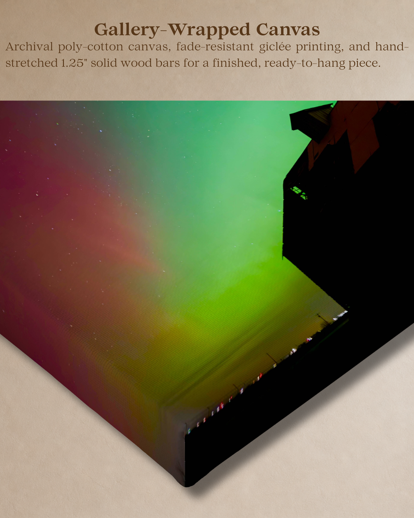 Where the Old Corn Crib Met the Northern Lights – Aurora Canvas Wall Art