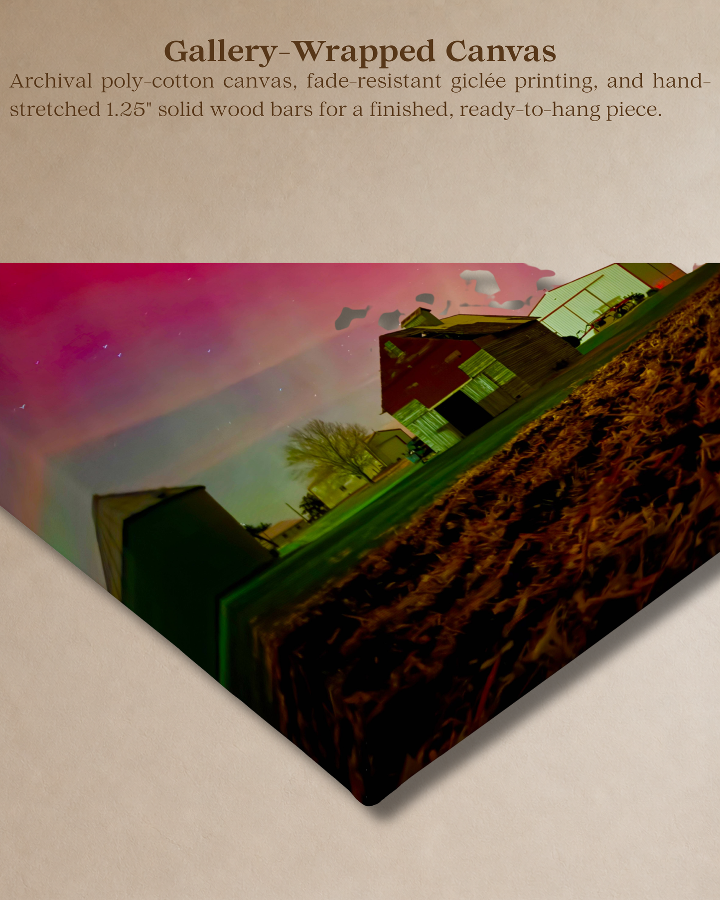 The Night the Farmyard Glowed – Northern Lights Canvas Wall Art