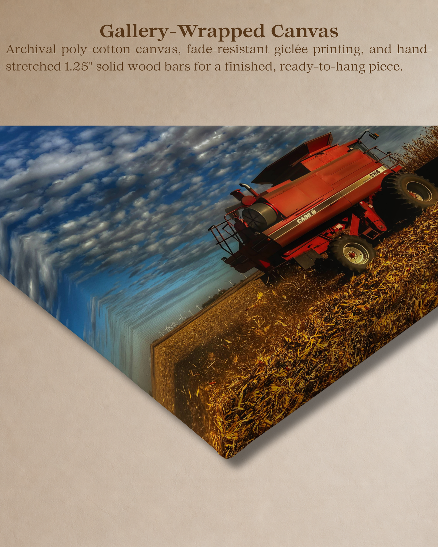 Beneath a Harvest Sky – Corn Combine Canvas Wall Art