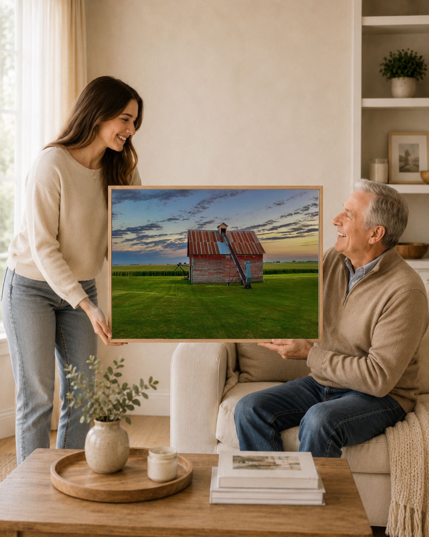 The Old Corn Crib at Evening – Rural Farm Canvas Wall Art