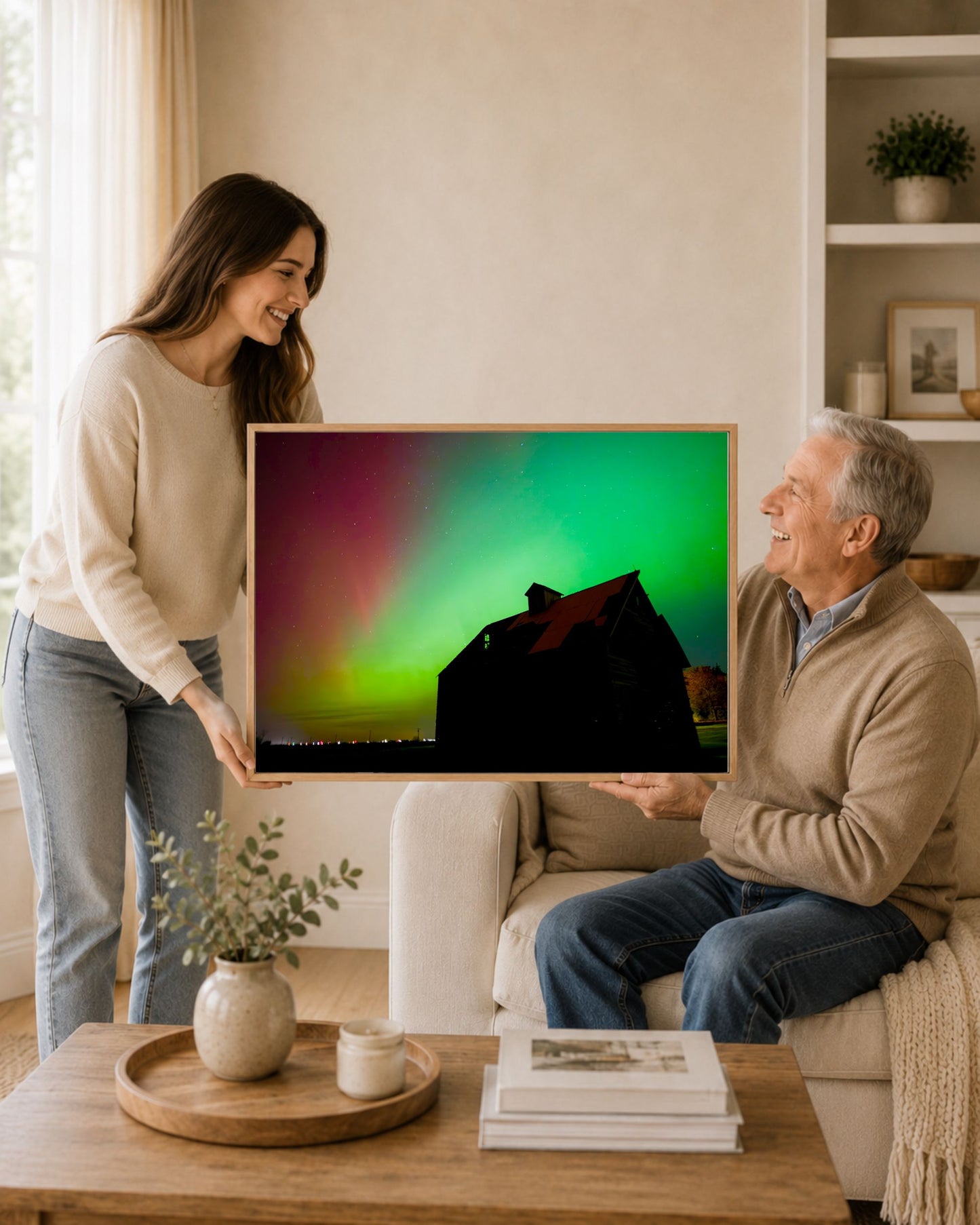 Where the Old Corn Crib Met the Northern Lights – Aurora Canvas Wall Art