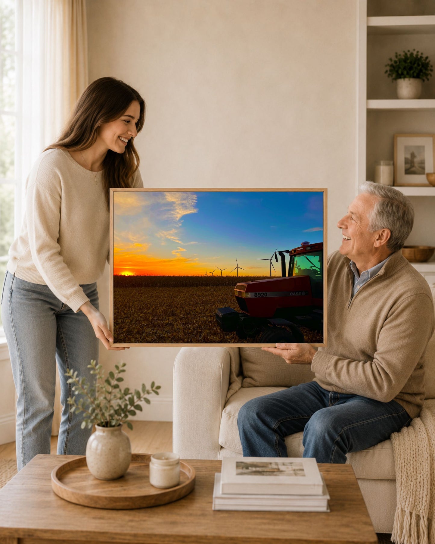 Waiting at the Edge of Sunset – Harvest Tractor Canvas Wall Art