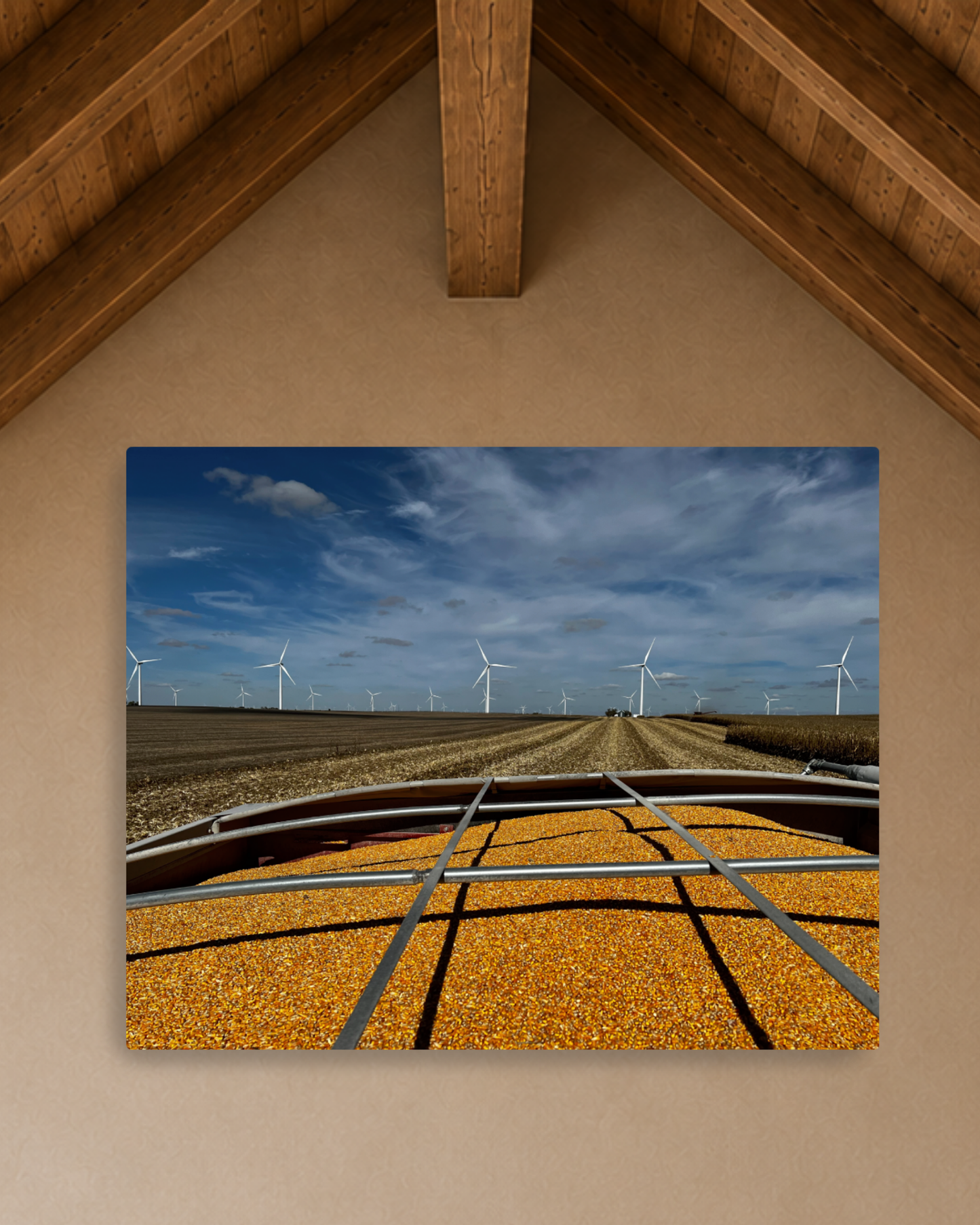 A Full Cart and Open Fields – Corn Harvest Canvas Wall Art