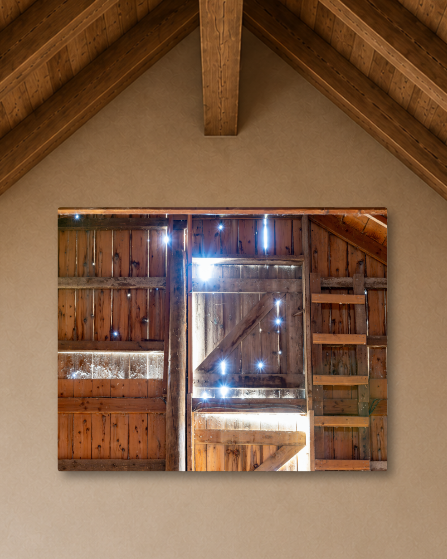 Where Daylight Finds the Hayloft – Rustic Barn Interior Canvas Wall Art