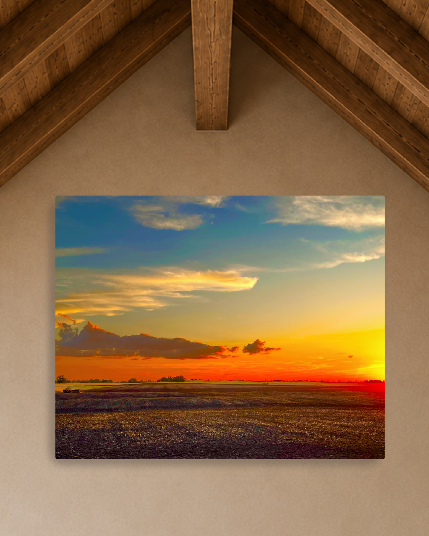 Where the Day Settles – Iowa Field Sunset Canvas Wall Art