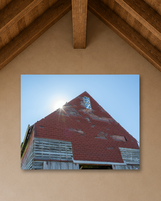 Sunlight on the Old Corn Crib – Rustic Farm Building Canvas Wall Art