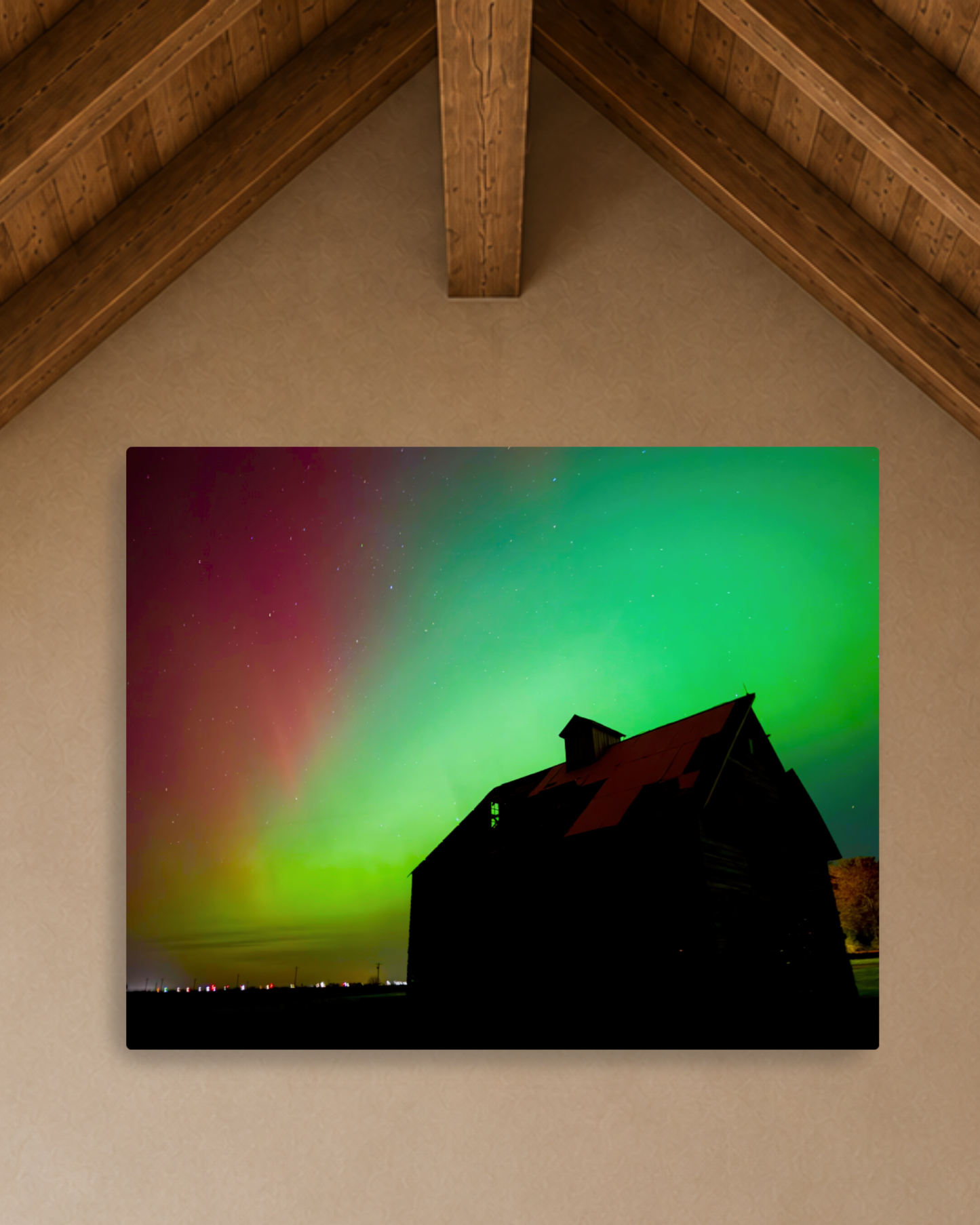 Where the Old Corn Crib Met the Northern Lights – Aurora Canvas Wall Art