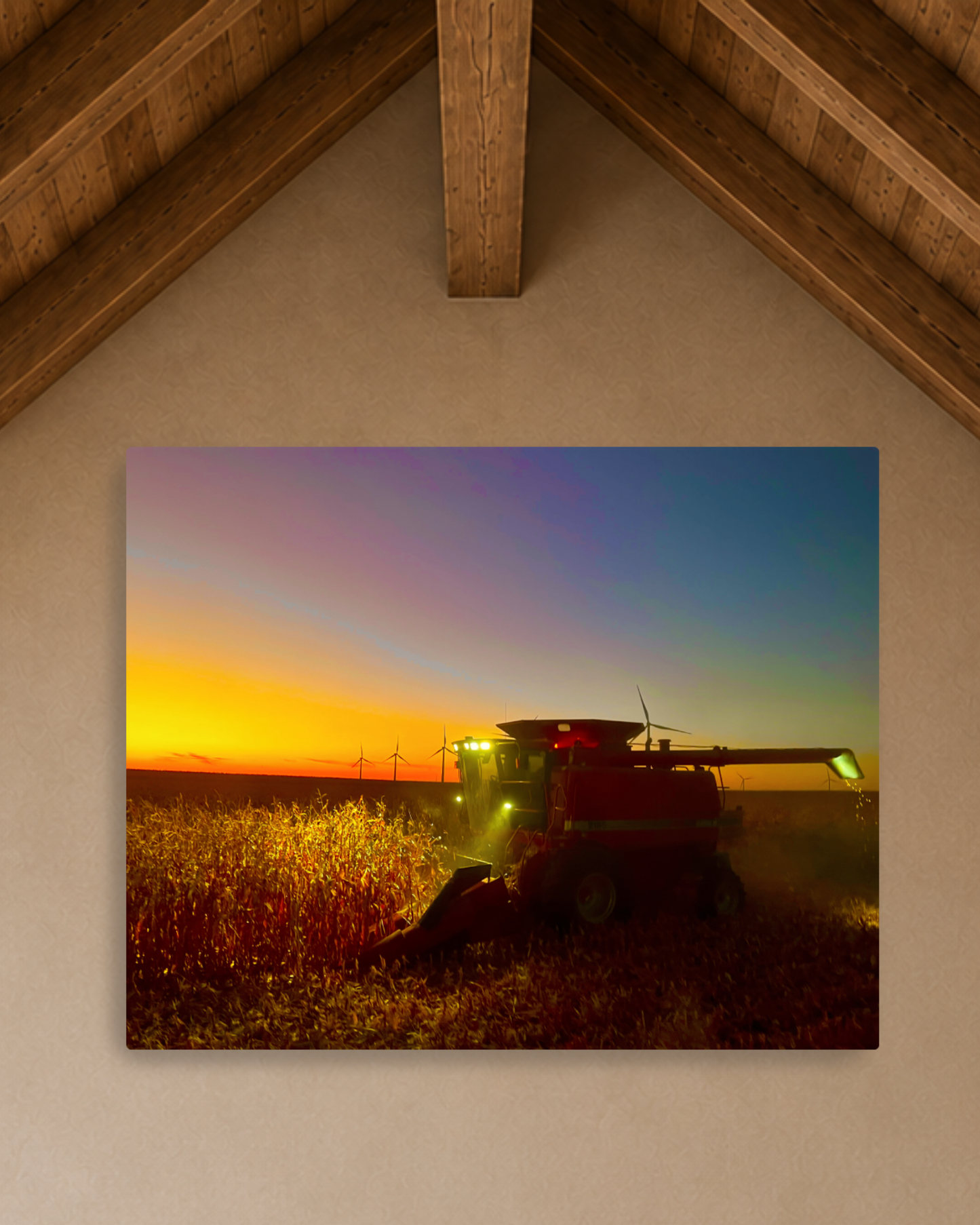 When the Field Lights Up – Corn Harvest Canvas Wall Art