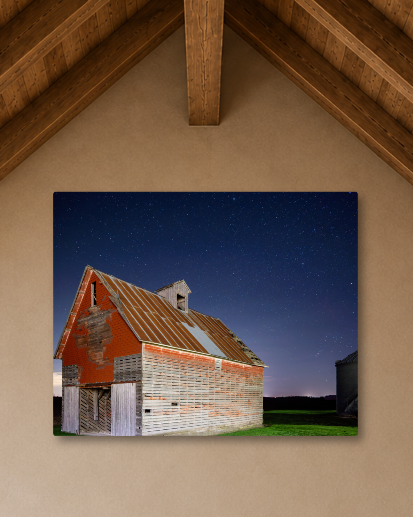Under the Stars at the Old Corn Crib – Rural Night Canvas Wall Art