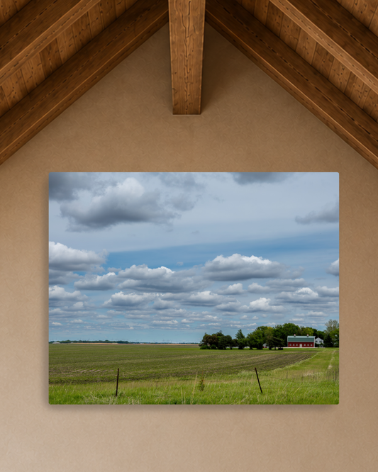 A Place to Call Home| Iowa Barn Landscape Canvas Wall Art