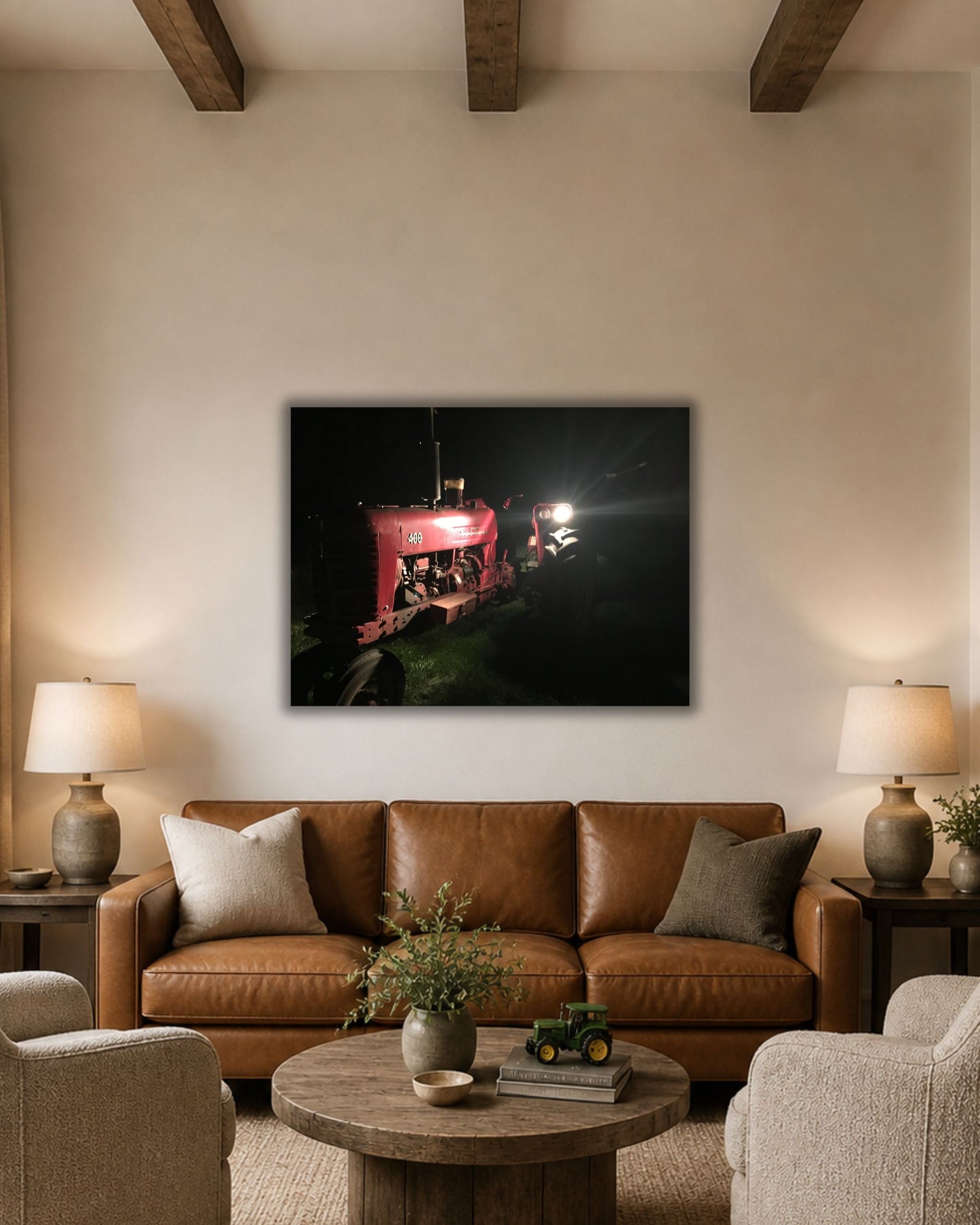 Old Iron After Dark – Vintage International Tractor Canvas Wall Art