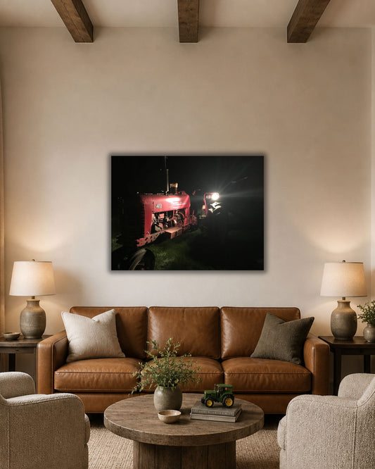 Old Iron After Dark – Vintage International Tractor Canvas Wall Art