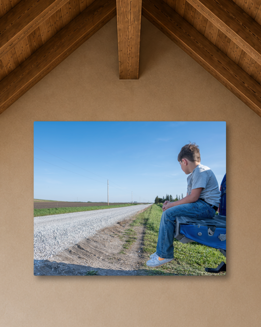 Future Farmer Dreams of the Road Ahead – Farm Kid Canvas Wall Art