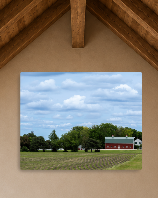 The Home Place - Red Barn Iowa Farm Canvas Wall Art