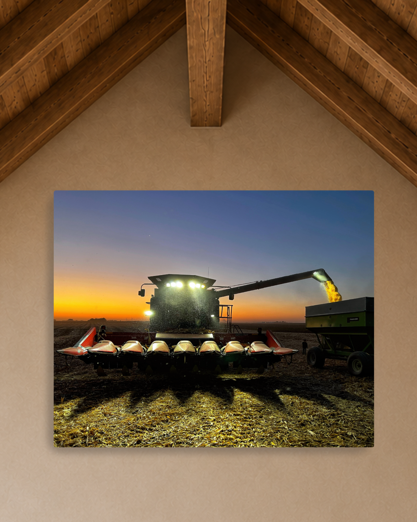 The Night Shift Begins – Corn Harvest Canvas Wall Art