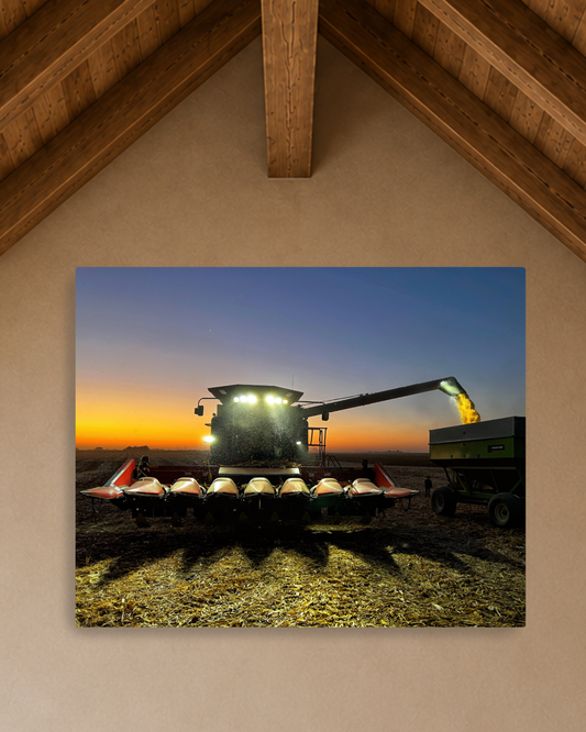 The Night Shift Begins – Corn Harvest Canvas Wall Art