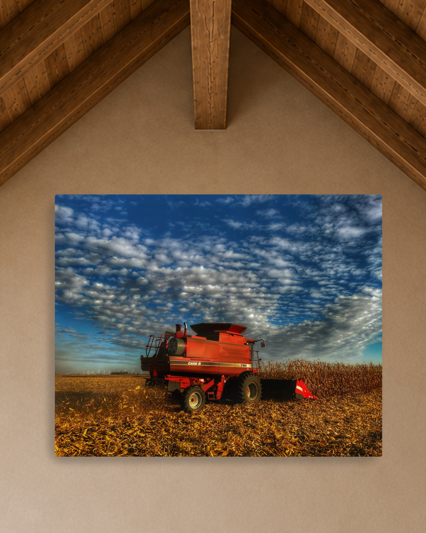 Beneath a Harvest Sky – Corn Combine Canvas Wall Art