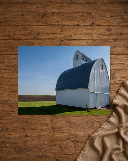 The Quiet Curve of the White Corn Crib | Fine Art Print