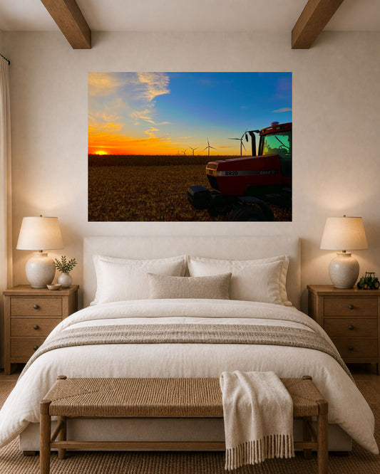 Waiting at the Edge of Sunset – Harvest Tractor Canvas Wall Art