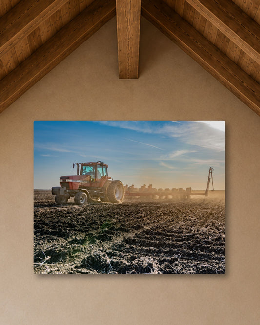 Dust Rising at Planting Time – Spring Farm Work Canvas Wall Art