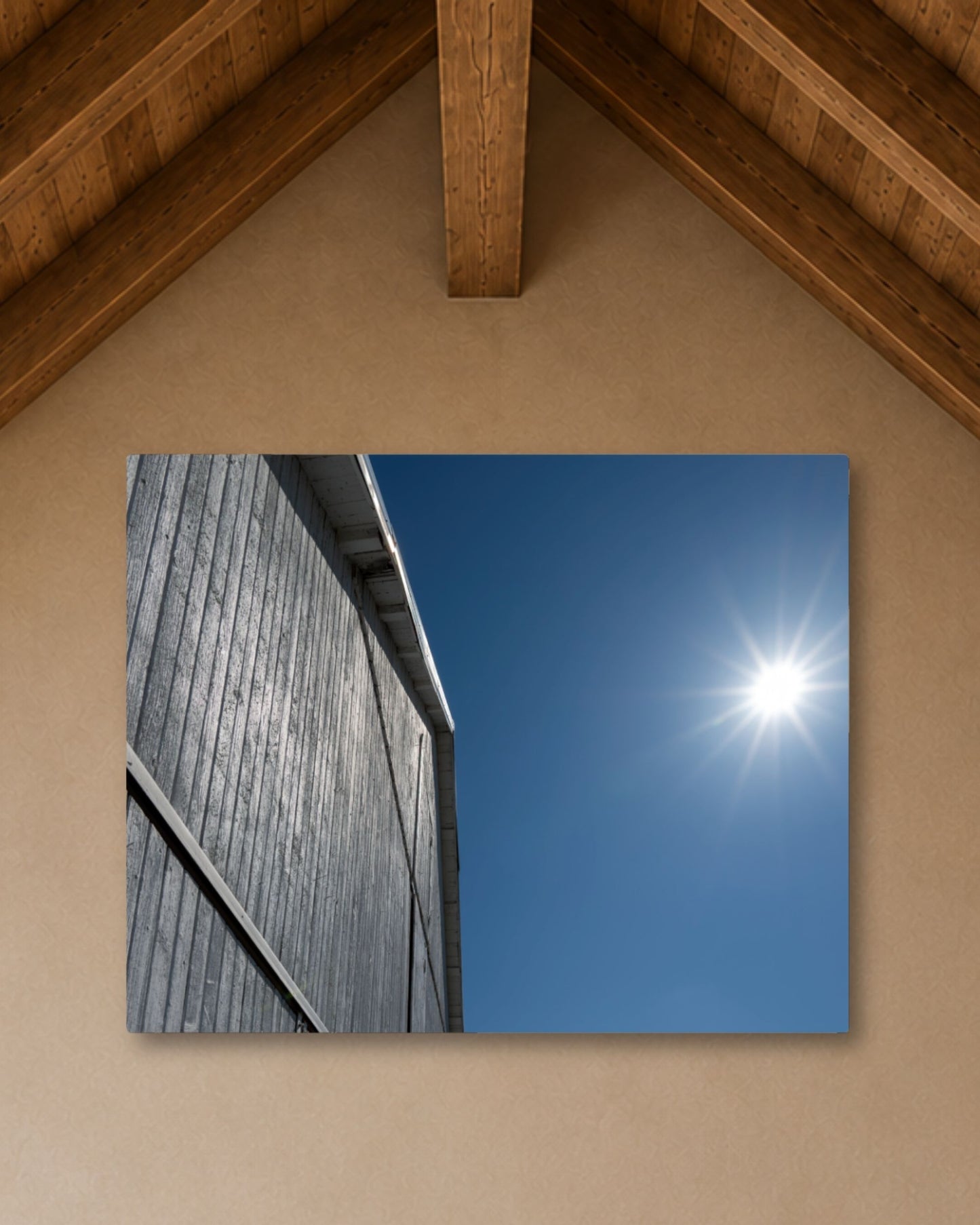 Where the Barn Meets the Blue – White Barn Canvas Wall Art