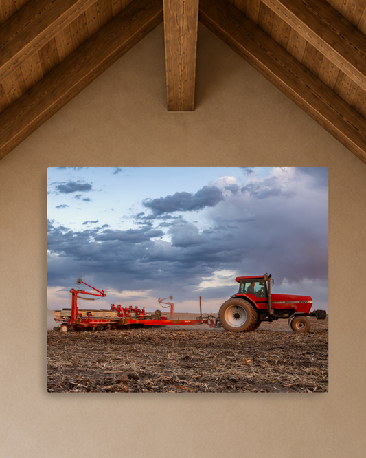 Against the Storm - Case IH Tractor Planting Canvas Wall Art