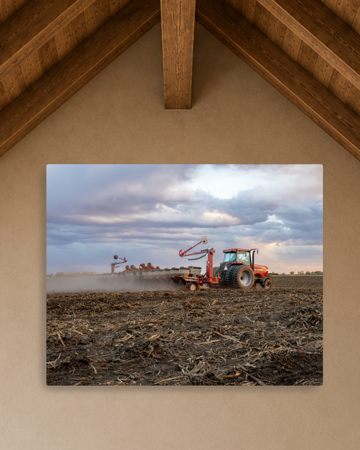 Before the Rows Appear - Spring Planting Tractor Canvas Wall Art