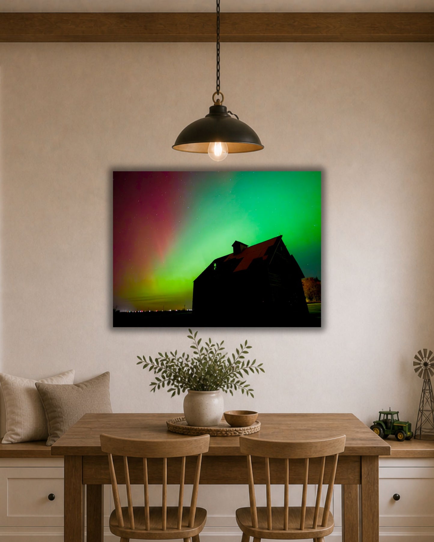 Where the Old Corn Crib Met the Northern Lights – Aurora Canvas Wall Art
