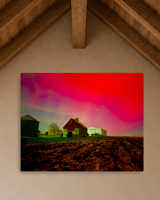 The Night the Farmyard Glowed – Northern Lights Canvas Wall Art