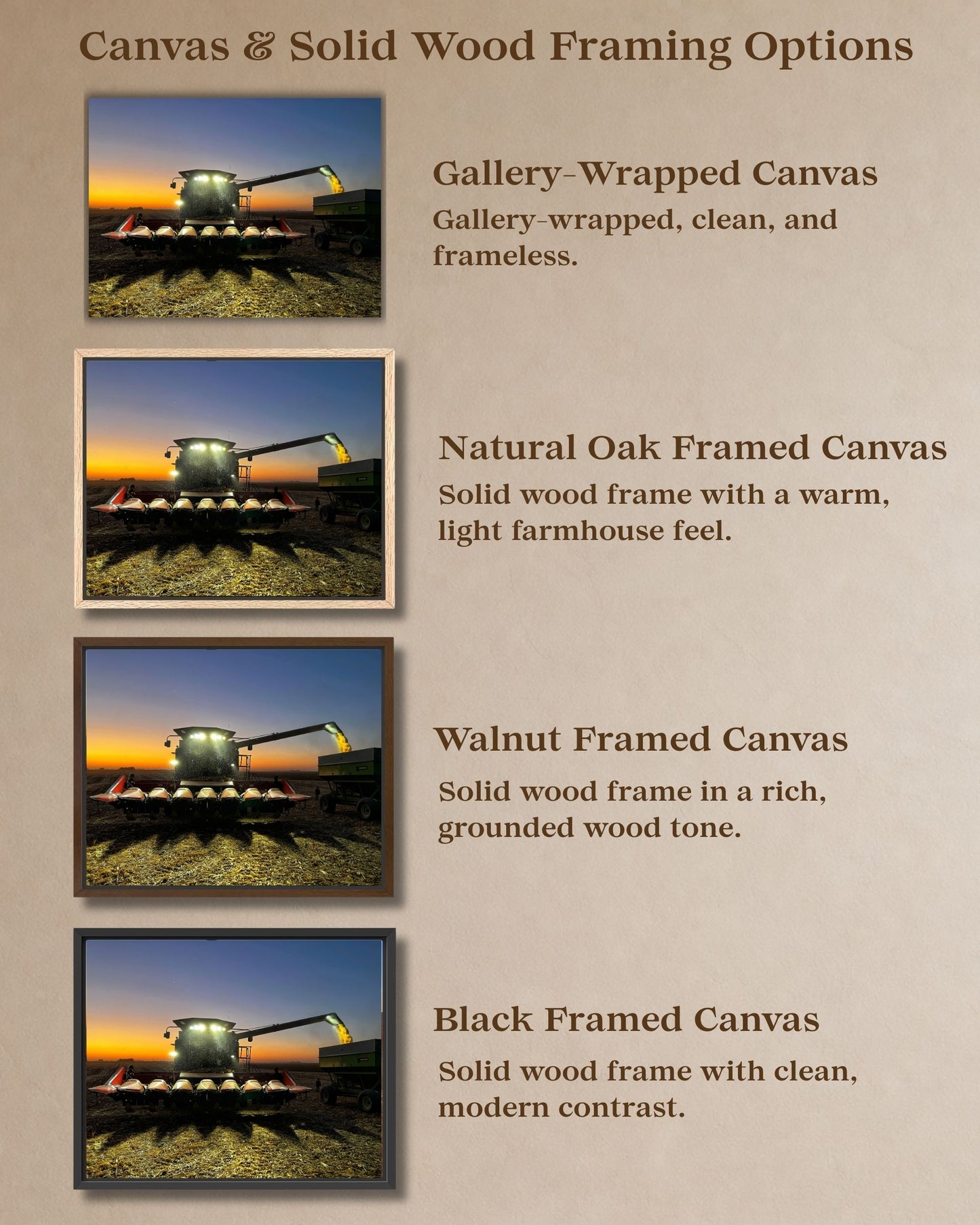The Night Shift Begins – Corn Harvest Canvas Wall Art