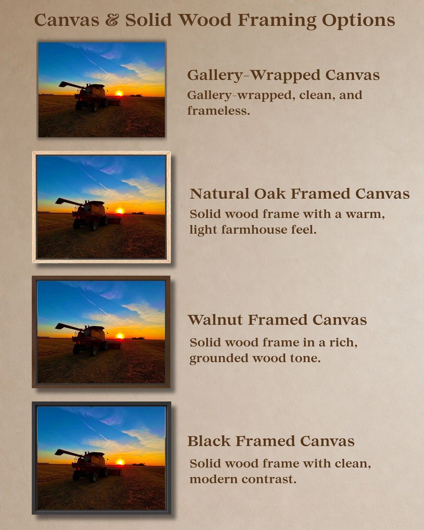 Where the Combine Meets the Sunset – Harvest Field Canvas Wall Art