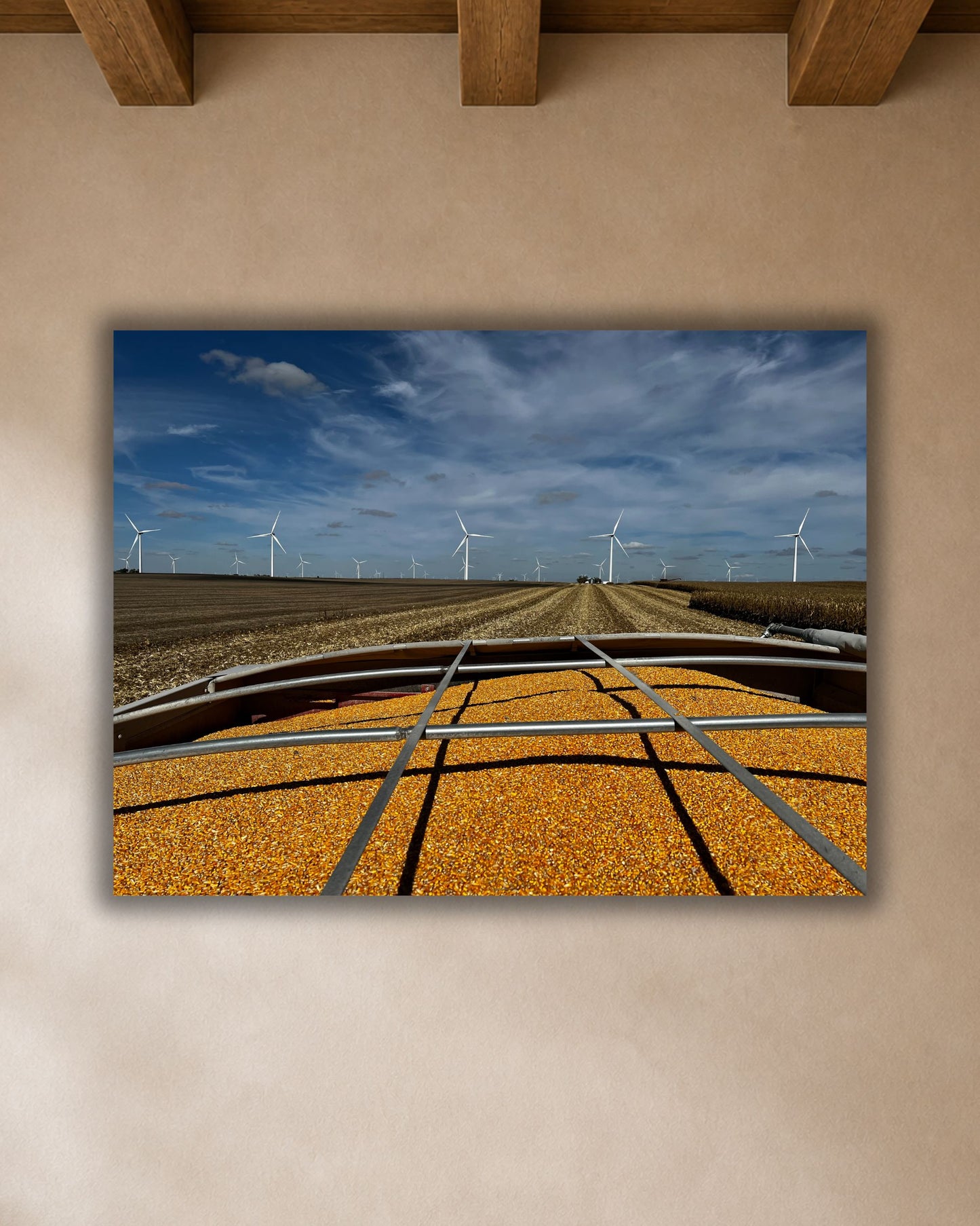 A Full Cart and Open Fields – Corn Harvest Canvas Wall Art
