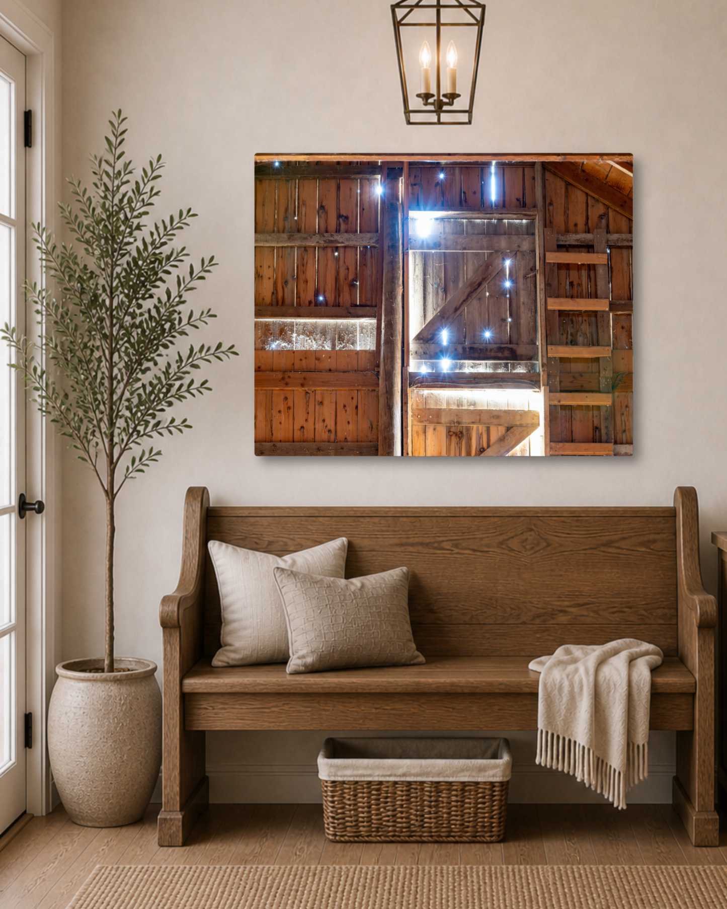 Where Daylight Finds the Hayloft – Rustic Barn Interior Canvas Wall Art