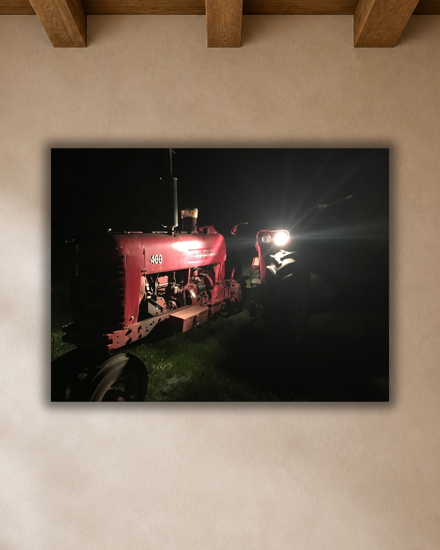 Old Iron After Dark – Vintage International Tractor Canvas Wall Art