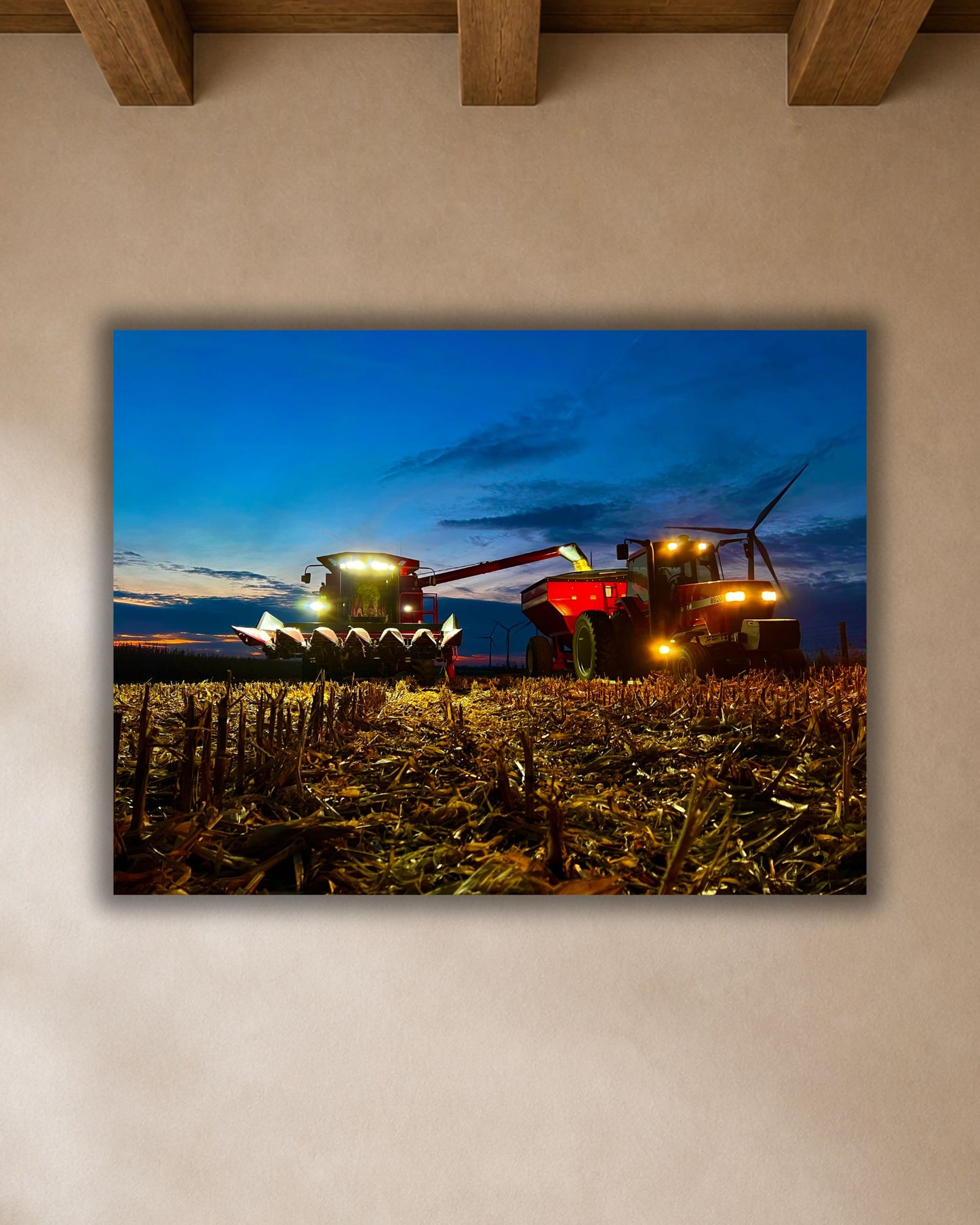 Working Together After Sundown – Corn Harvest Canvas Wall Art