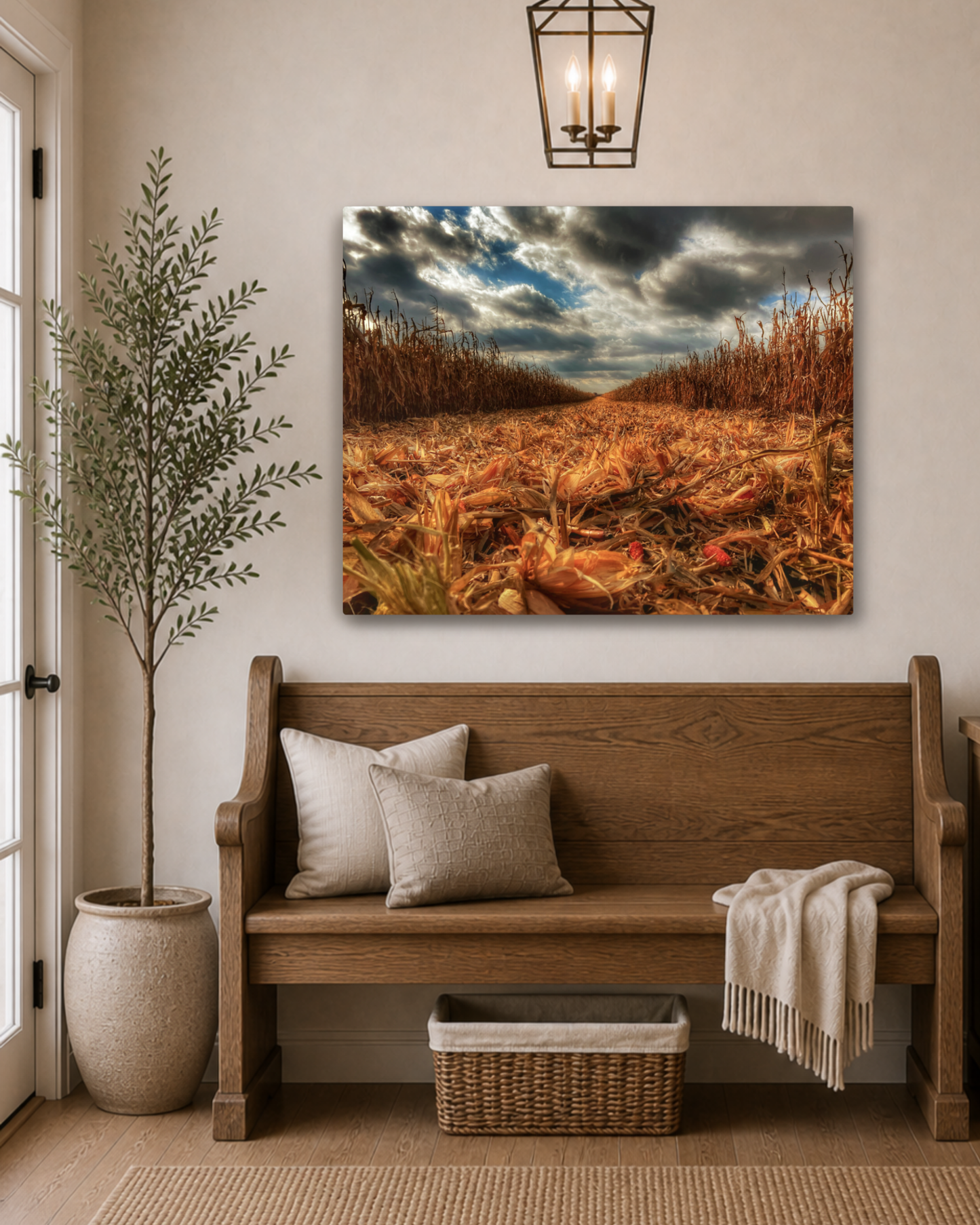 Where the Combine Passed – Corn Harvest Field Canvas Wall Art