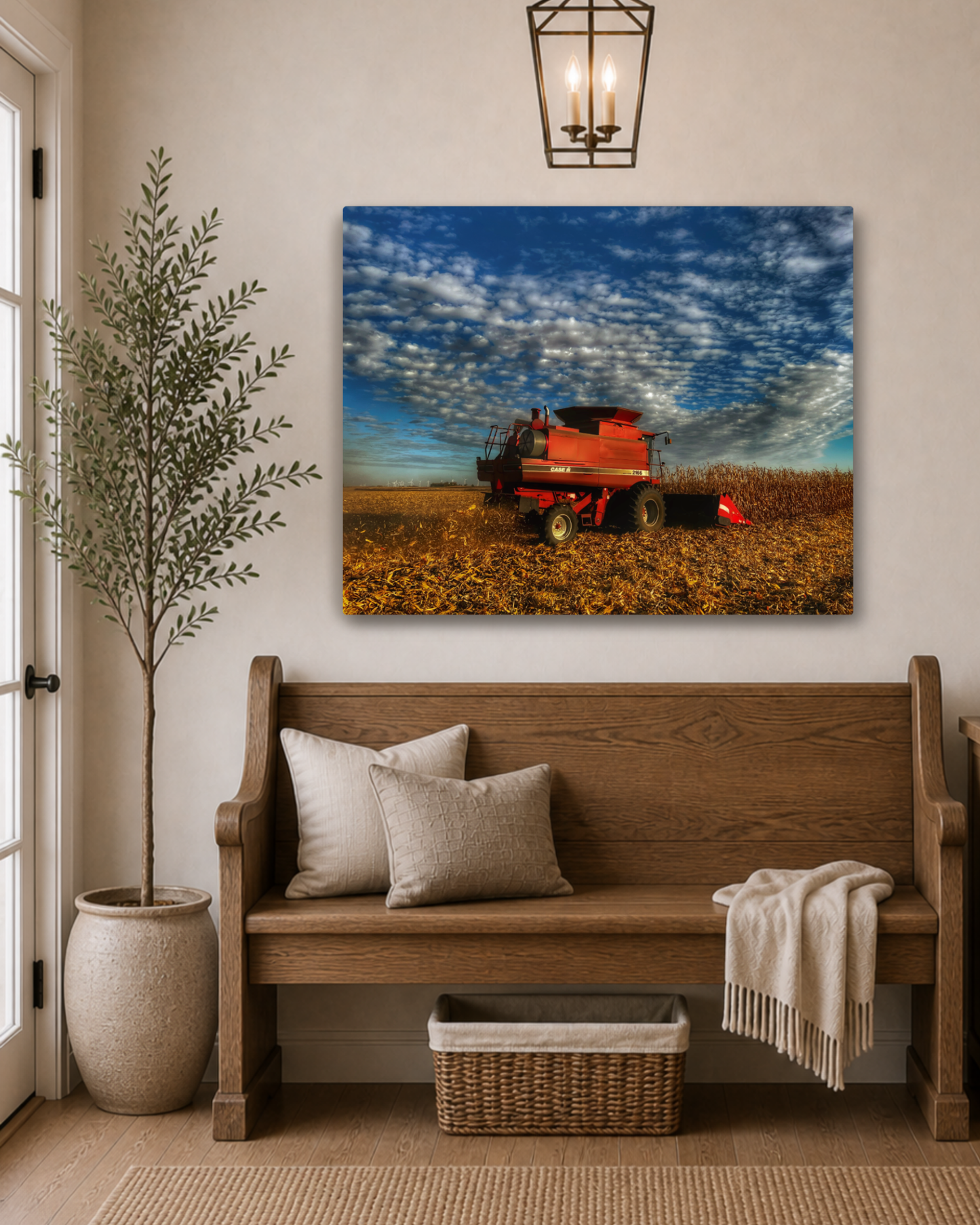 Beneath a Harvest Sky – Corn Combine Canvas Wall Art