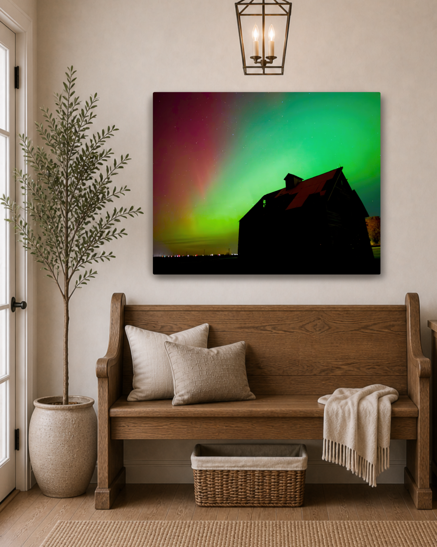 Where the Old Corn Crib Met the Northern Lights – Aurora Canvas Wall Art