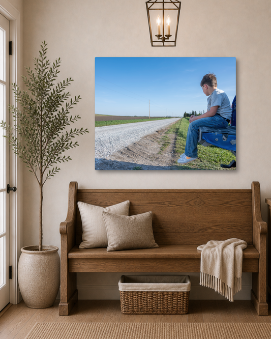 Future Farmer Dreams of the Road Ahead – Farm Kid Canvas Wall Art