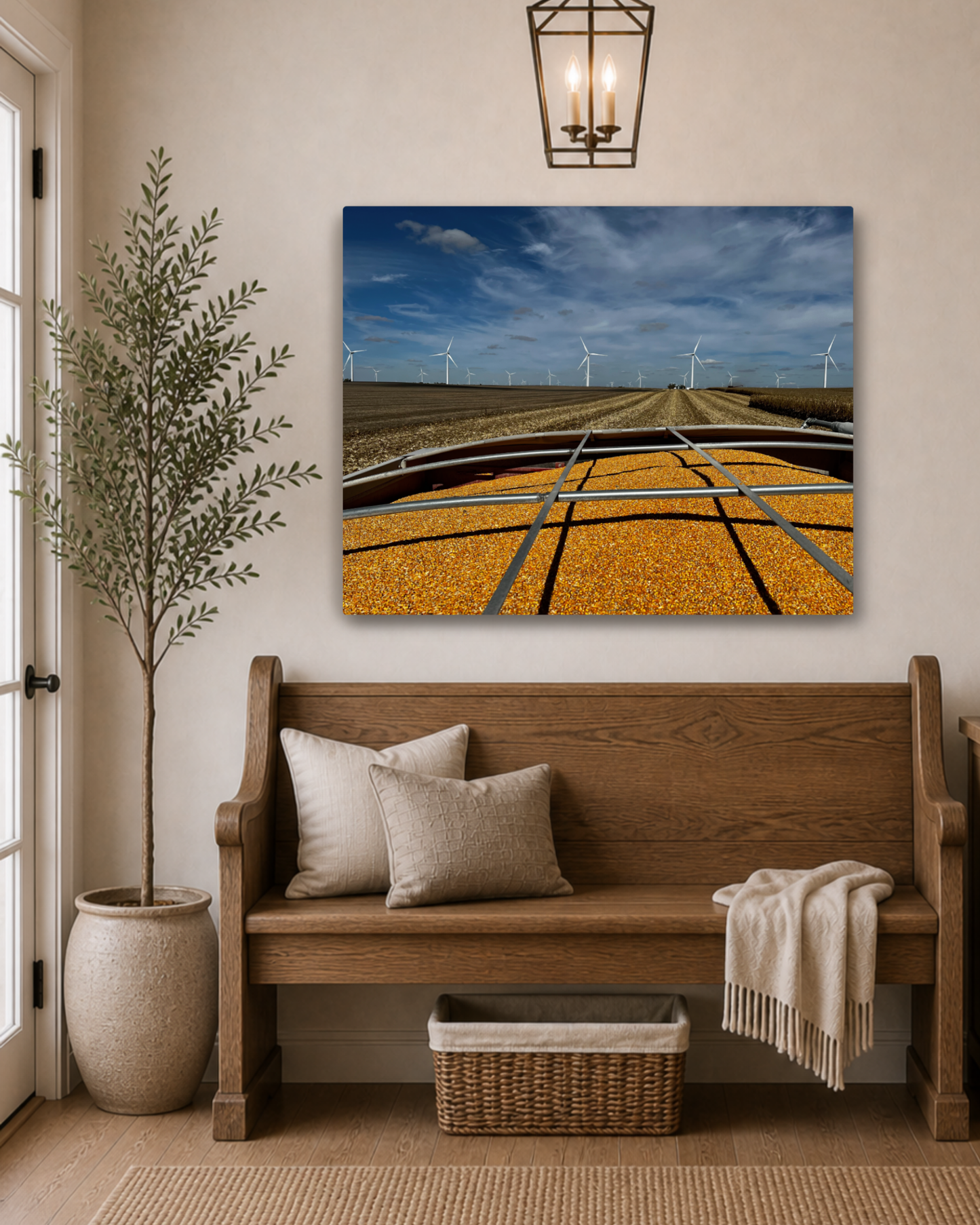 A Full Cart and Open Fields – Corn Harvest Canvas Wall Art
