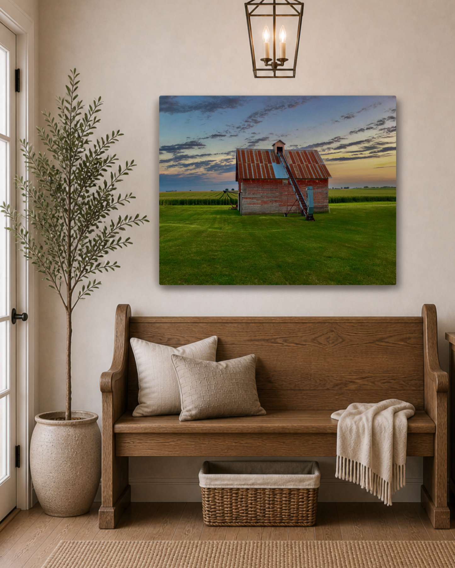 The Old Corn Crib at Evening – Rural Farm Canvas Wall Art