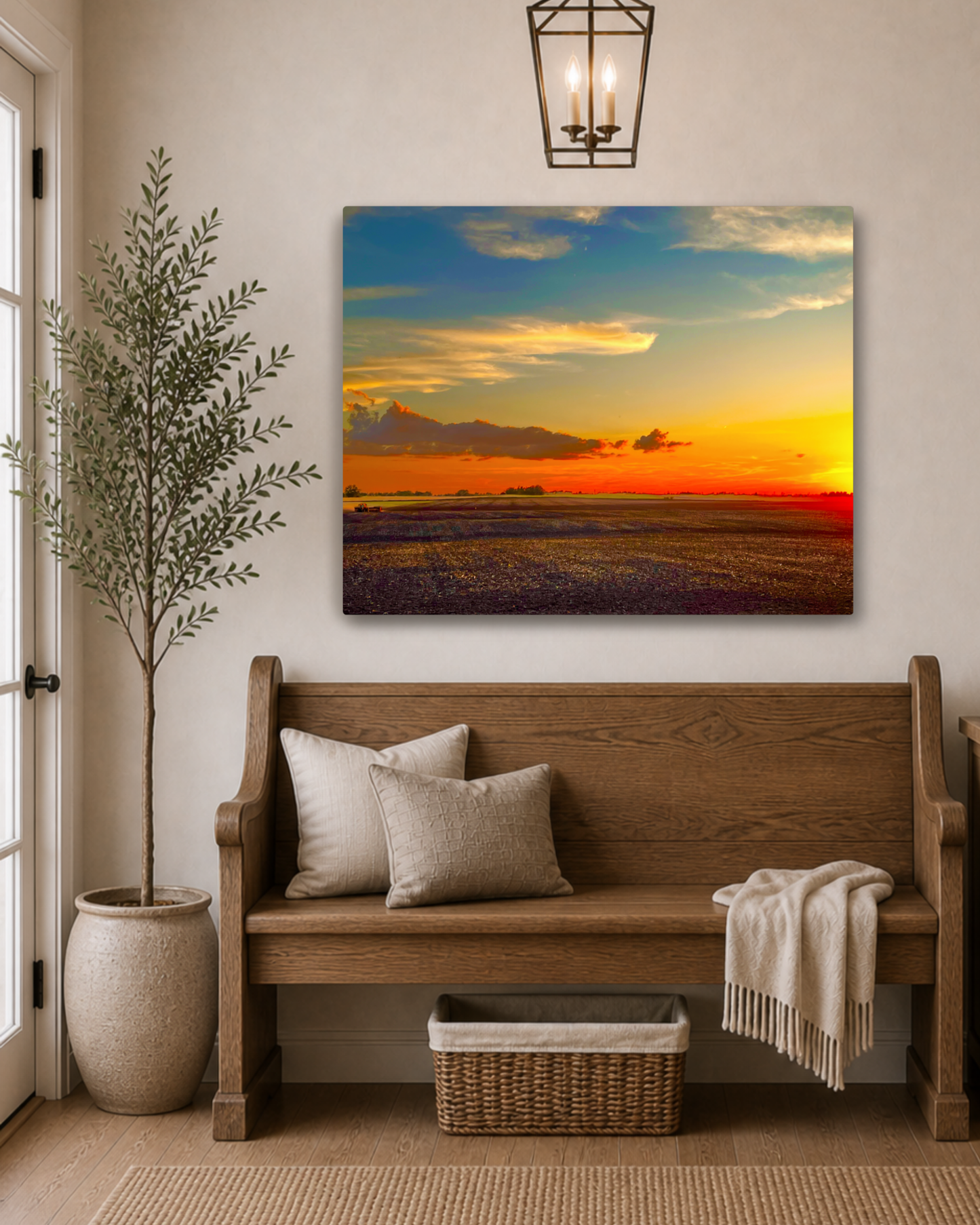 Where the Day Settles – Iowa Field Sunset Canvas Wall Art