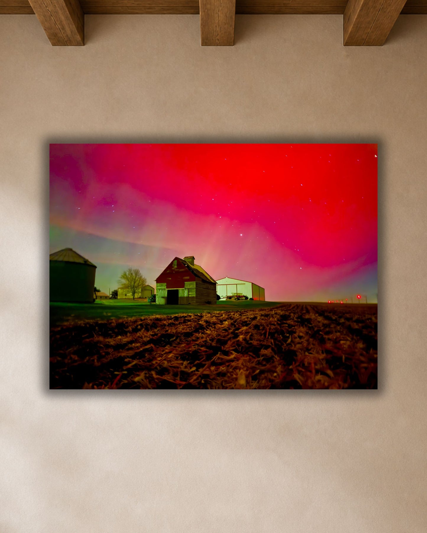 The Night the Farmyard Glowed – Northern Lights Canvas Wall Art