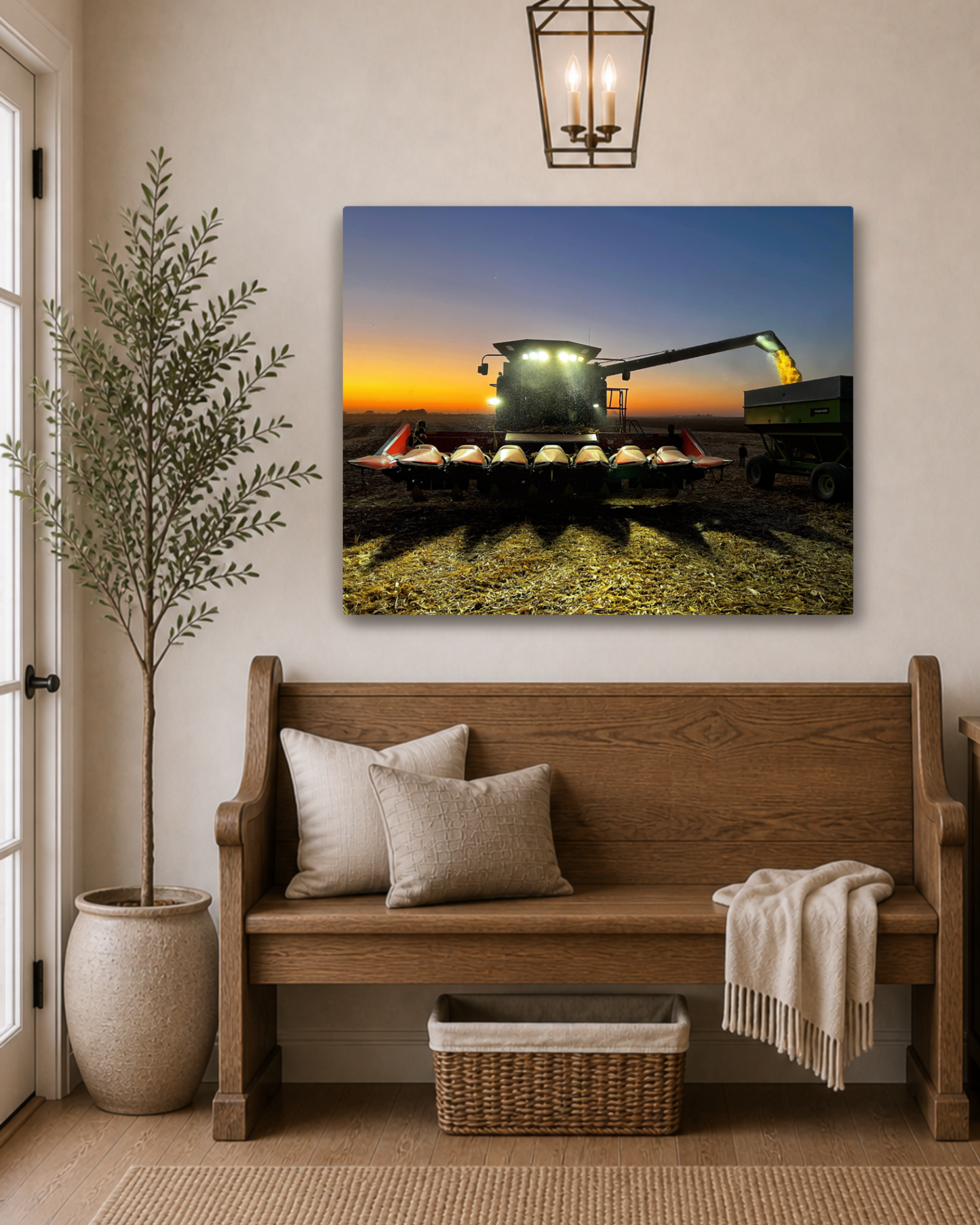 The Night Shift Begins – Corn Harvest Canvas Wall Art